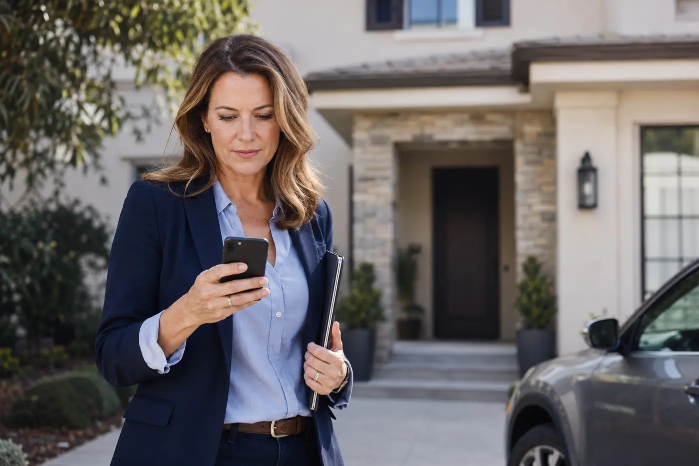 Real-estate professional following up between appointments